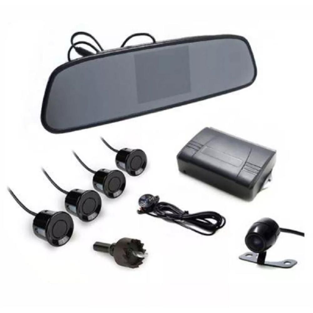 Retrovisor C/ Câmera 2x1 e Sensor Branco*